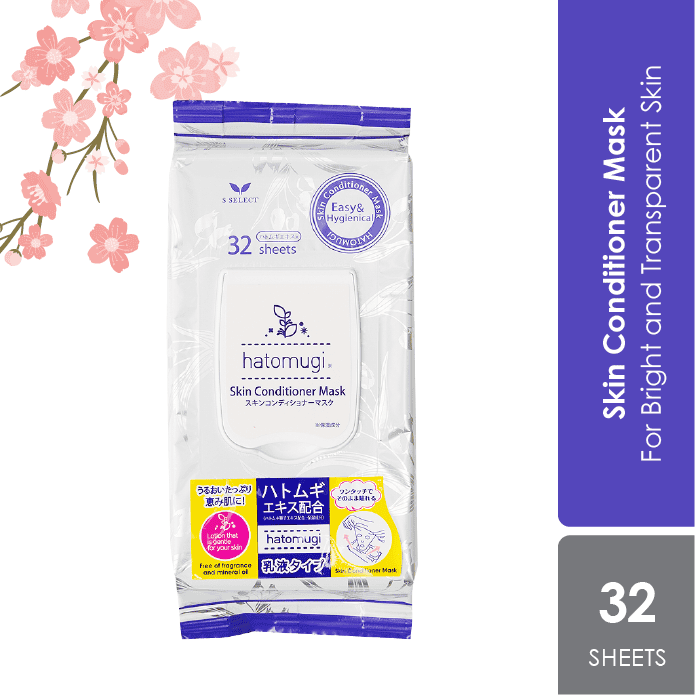 S Select Hatomugi Skin Conditioner Facial Mask 32s | With Moisturizing Barley Extract